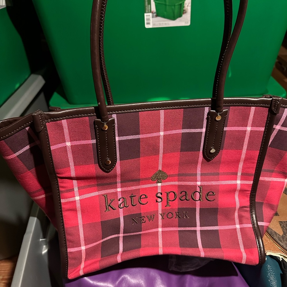 Kate spade plaid tote and fox wallet